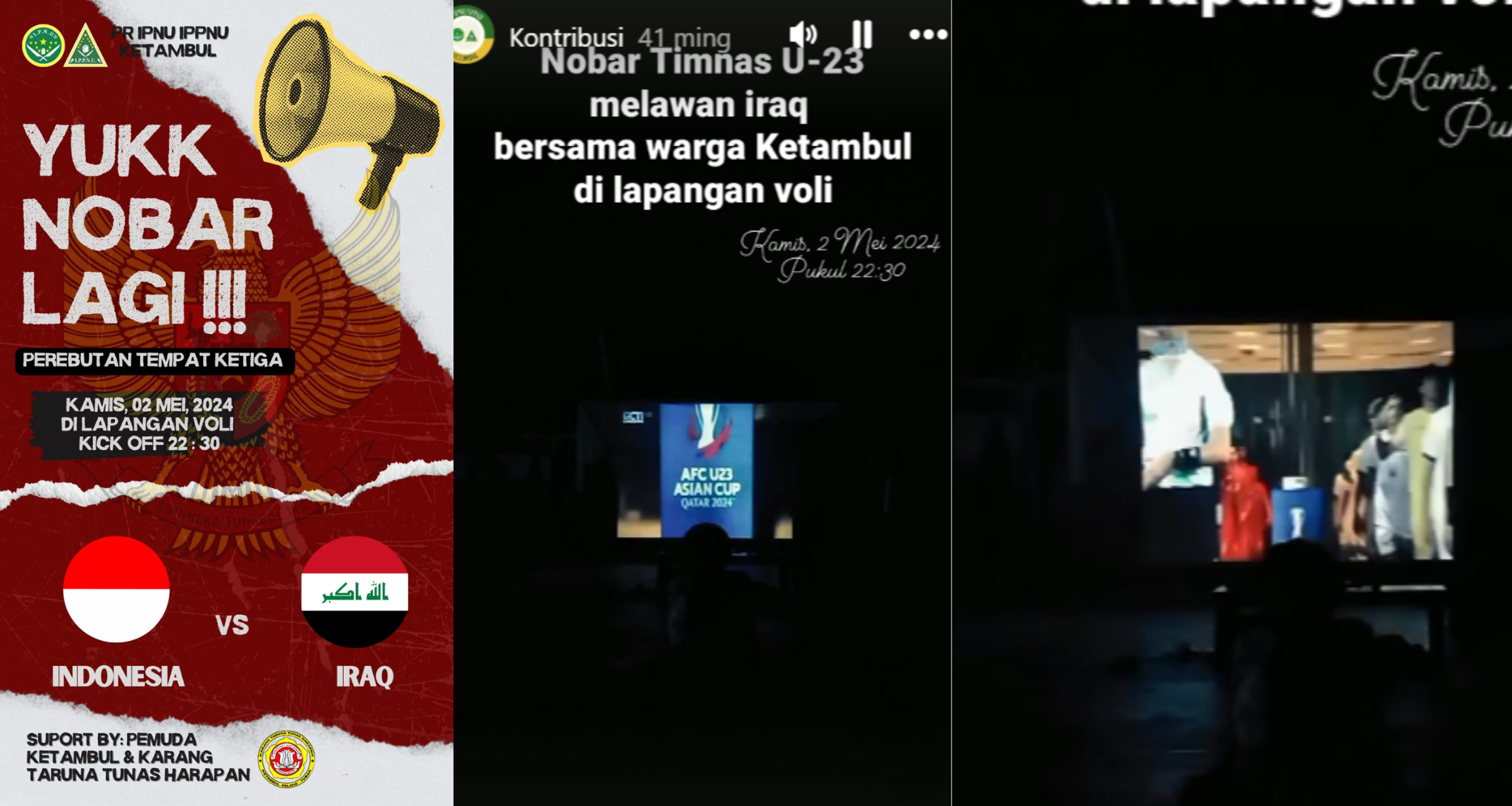 NONTON BERSAMA TIMNAS U23 VS IRAQ Perebutan Juara 3 di Lap. Voly Sdn Ketambul