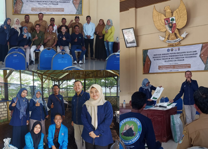 TIM PKM UNIROW MEMBERIKAN PELATIHAN INOVASI DESAIN KEMASAN PUPUK ORGANIK KASCING DI DESA NGAWUN