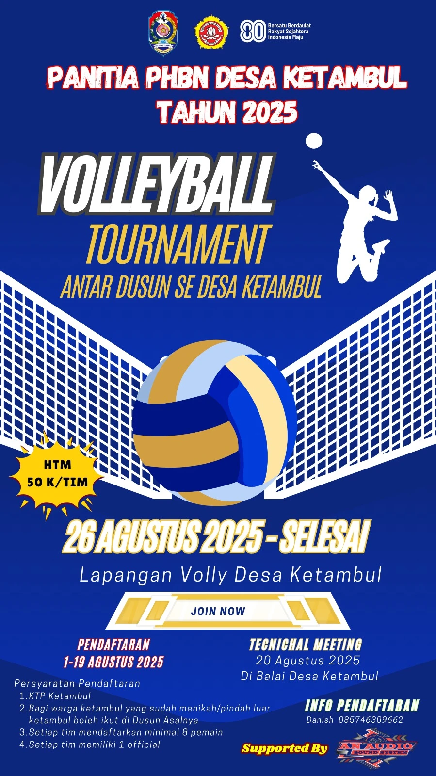 Mari Meriahkan HUT RI ke-80! Berikut Peraturan Resmi Turnamen Bola Voli Putra Antar Dusun-Karang Taruna Cup Desa Ketambul  2025
